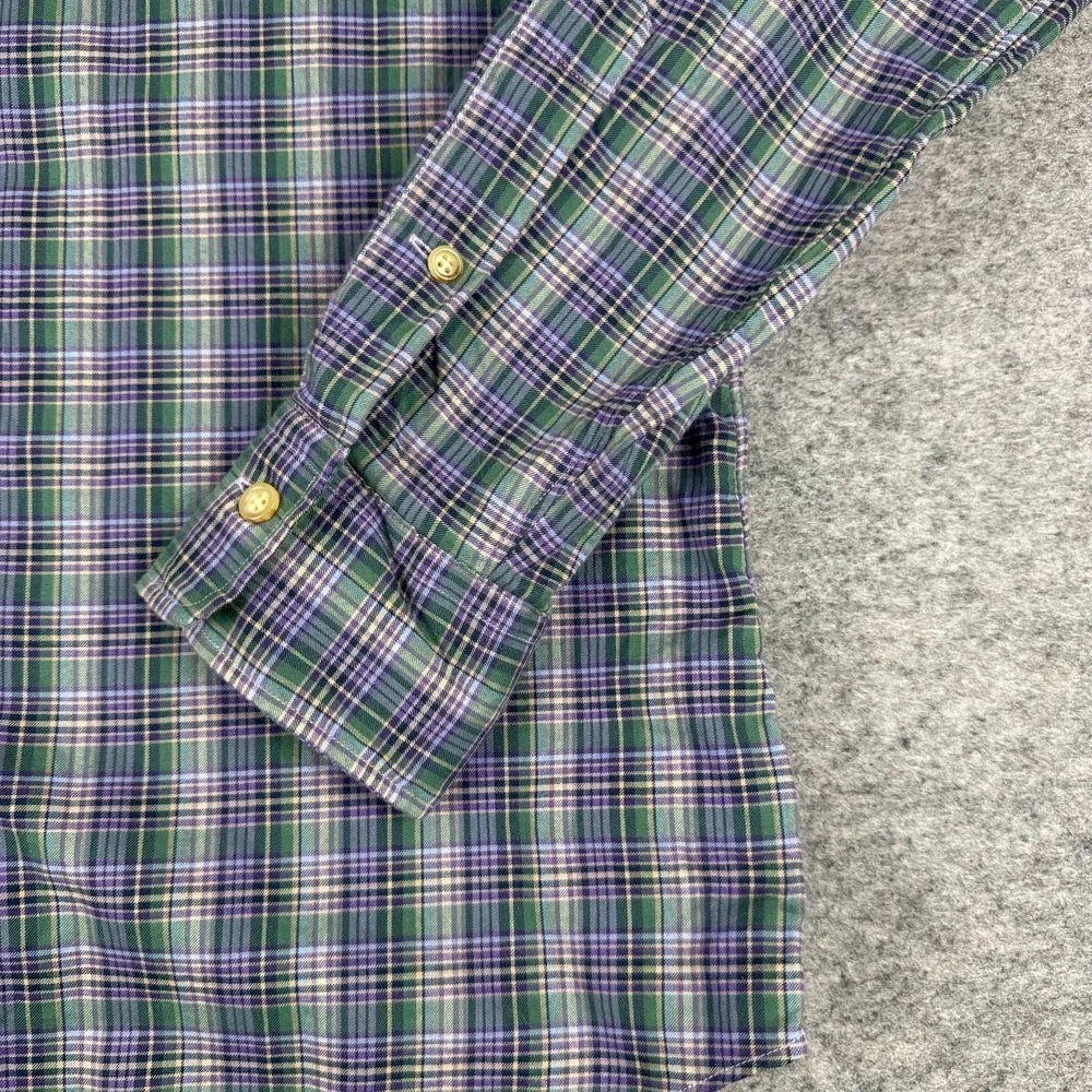 Polo Ralph Lauren Button Up Shirt Long Sleeve Cotton Purple Green Mens Small S